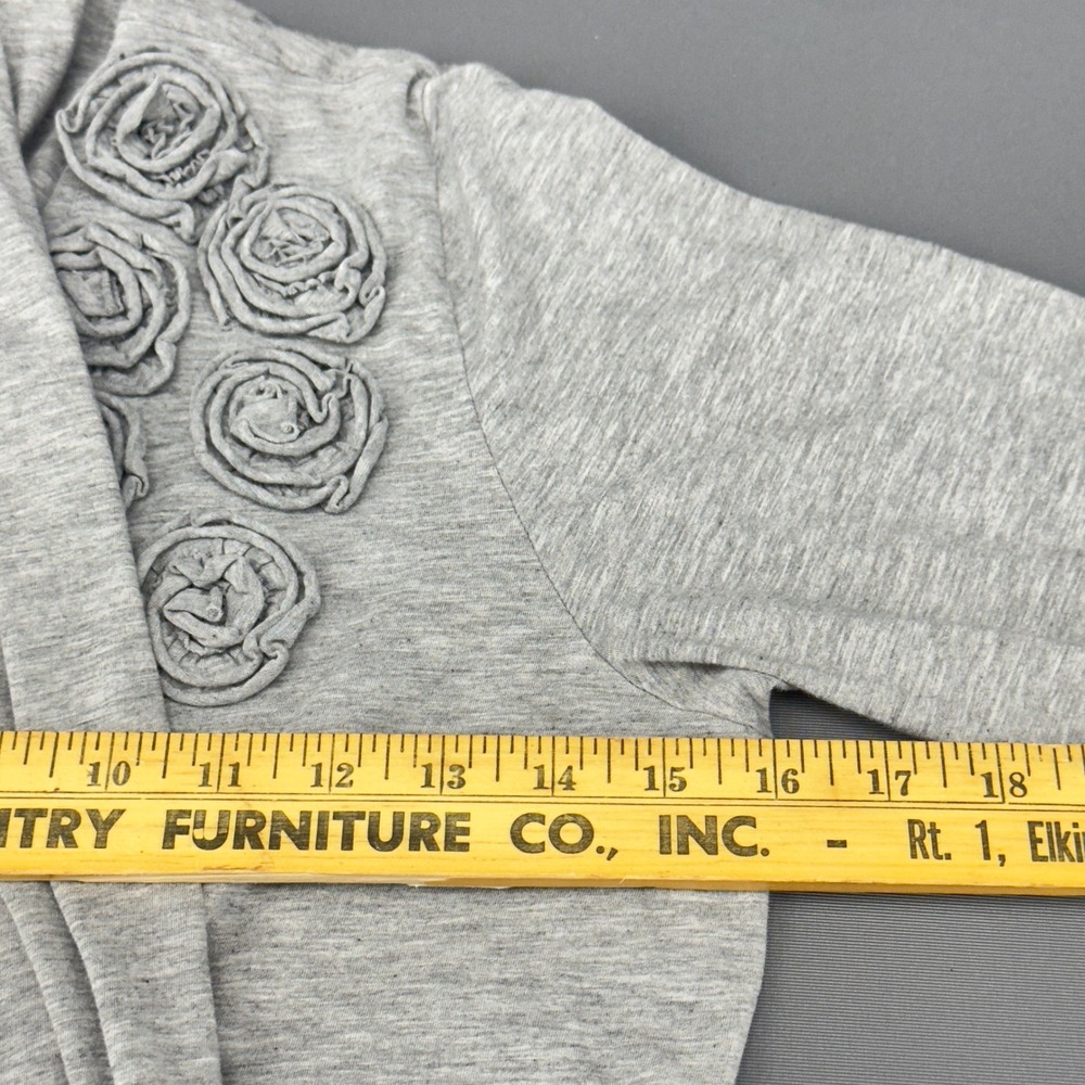 Elliott Lauren Gray Open Front Cardigan Rose Embellished‎ Long Sleeve Size L - Picture 8 of 11